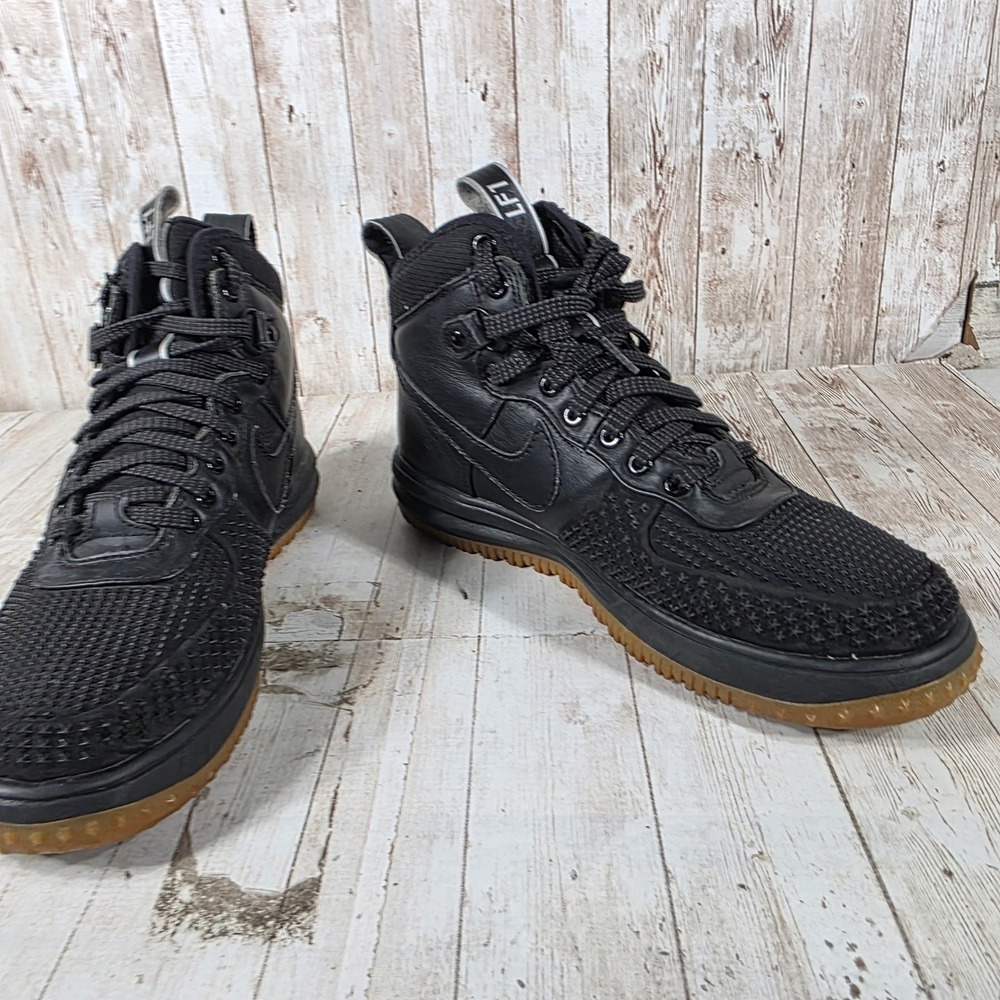 Nike Lunar Force 1 Duckboot Triple Black Mens 8.5 Watershield 805899-003 - Picture 7 of 8